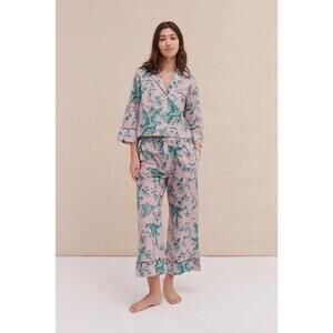 Desmond & Dempsey Bromley Parrot Body Shirt & Wide Leg Pants 100% Cotton Sz M